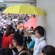 Crowds occupied much of the space outside the government buildings in Hong Kong.